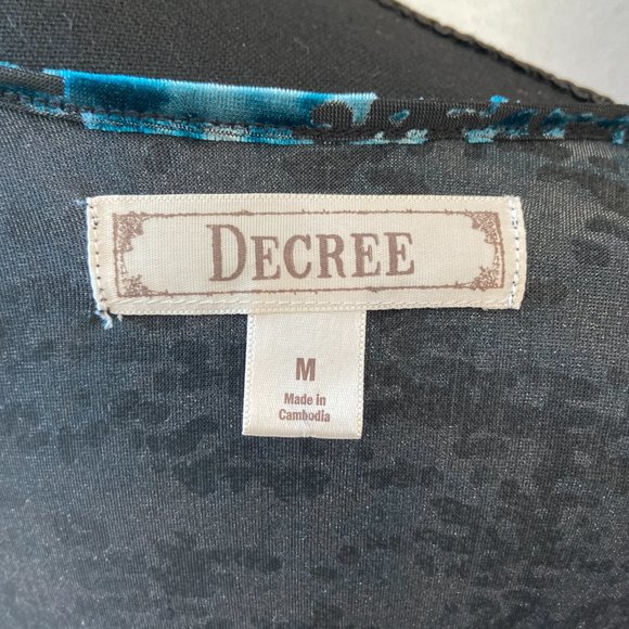 4/$20 Decree Black and Blue Velvet Feel Peplum Top 3/4 Sleeve M - Picture 5 of 8